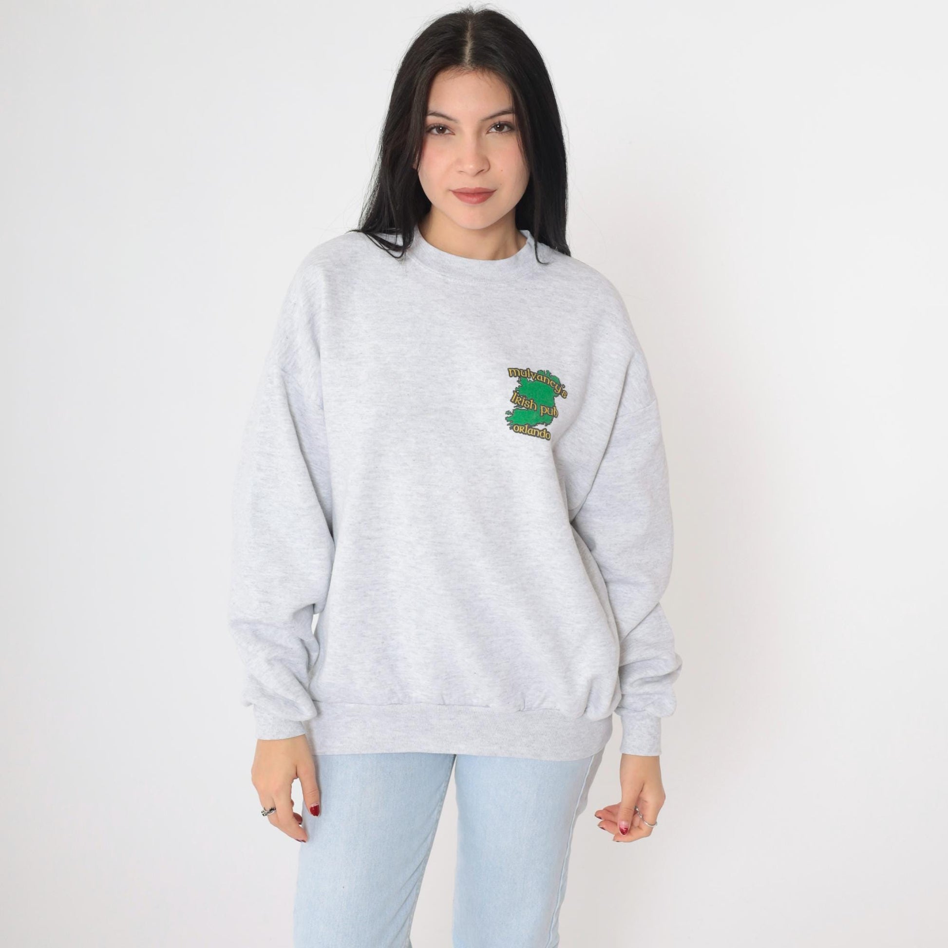 90s Mulvaney's Irish Pub Sweatshirt Grey Graphic Crewneck Large