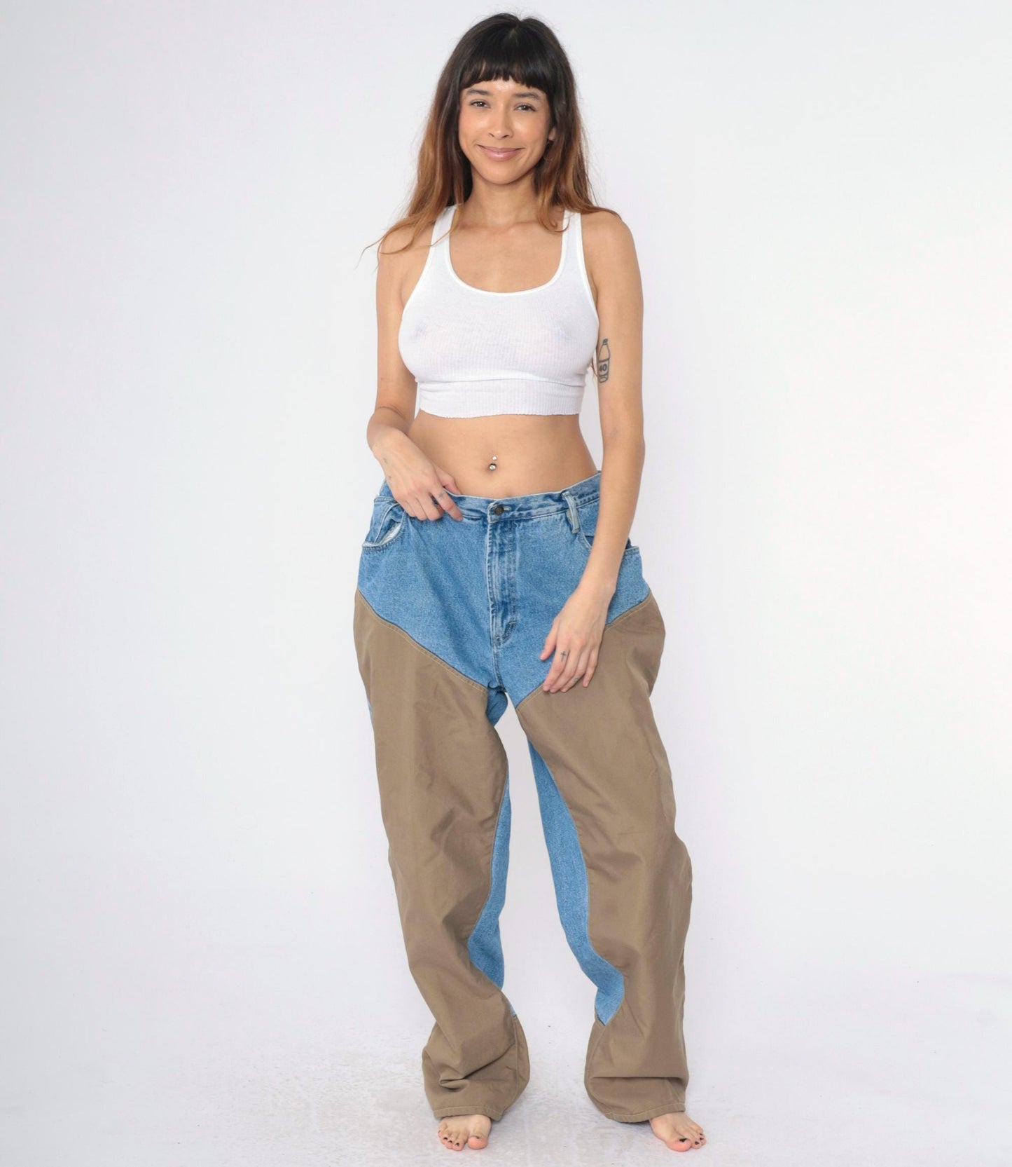 Y2K Columbia Tough Mother Two-Tone Chap Jeans High Waist Men's 40