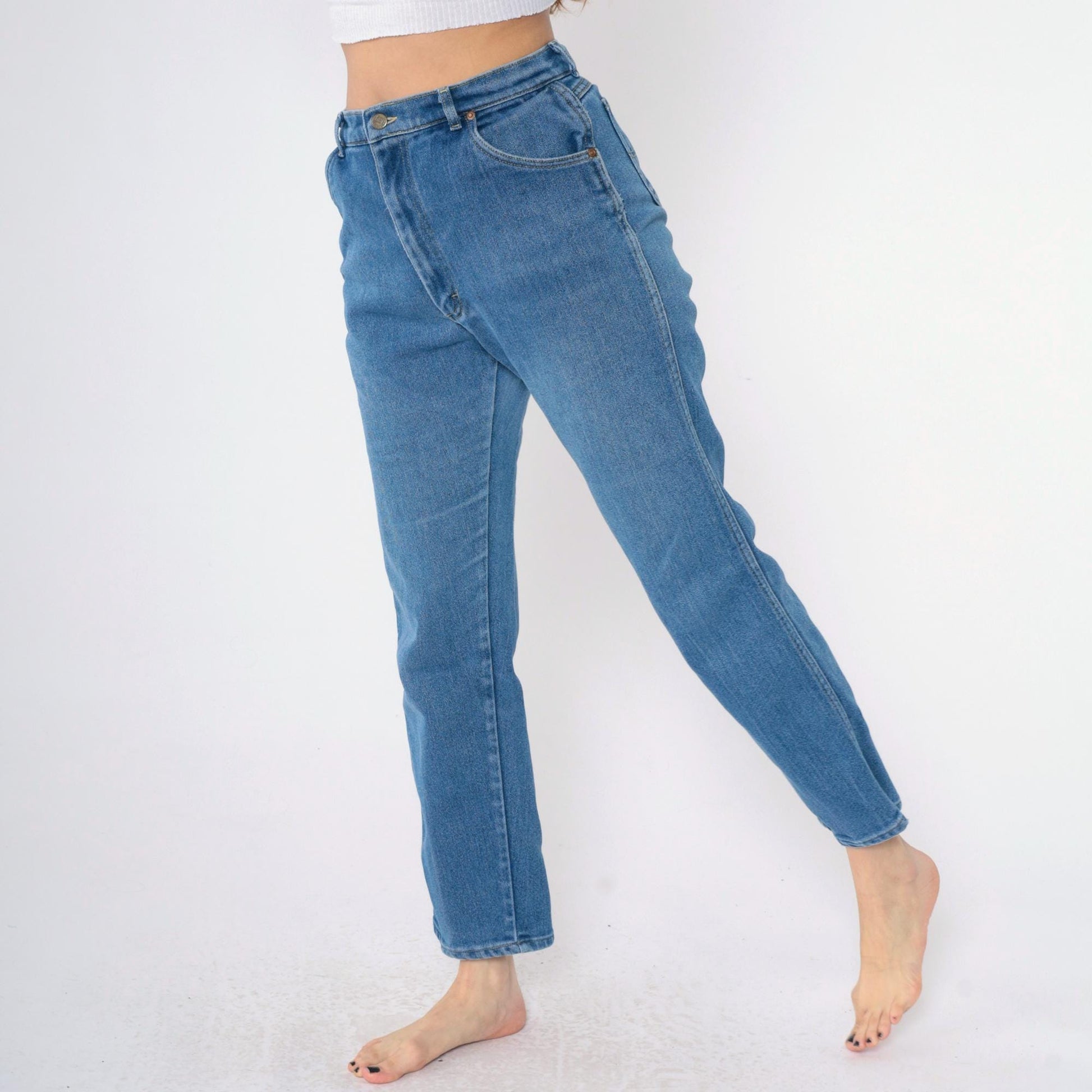 90s Lee High Waisted Straight Leg Jeans Blue Denim Medium