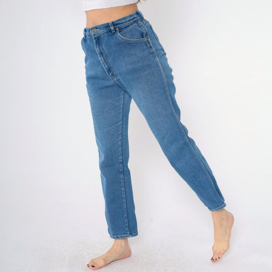 90s Lee High Waisted Straight Leg Jeans Blue Denim Medium