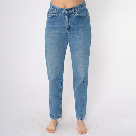 90s Lee Mom Jeans High Waist Tapered Blue Denim Small