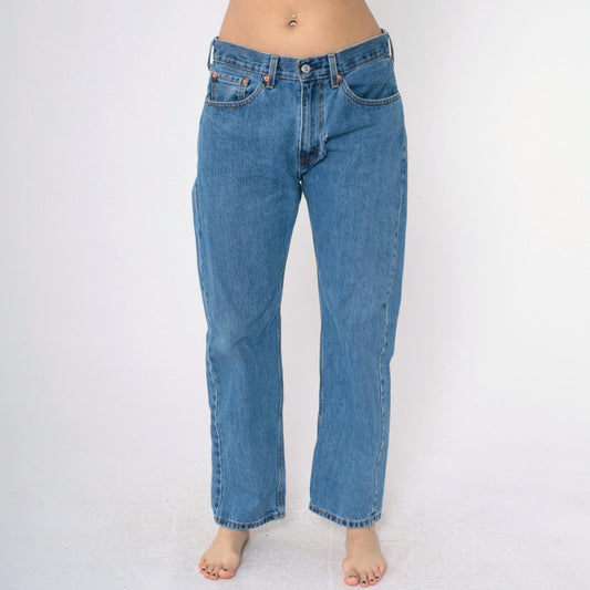 Y2K Levi's 505 Straight Leg Jeans Blue Denim High Rise Ripped 34x30