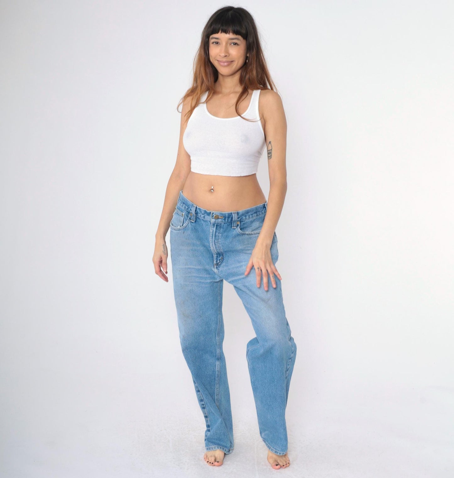 00s Carhartt High Rise Straight Leg Jeans Blue Denim 38x32 Men's Large