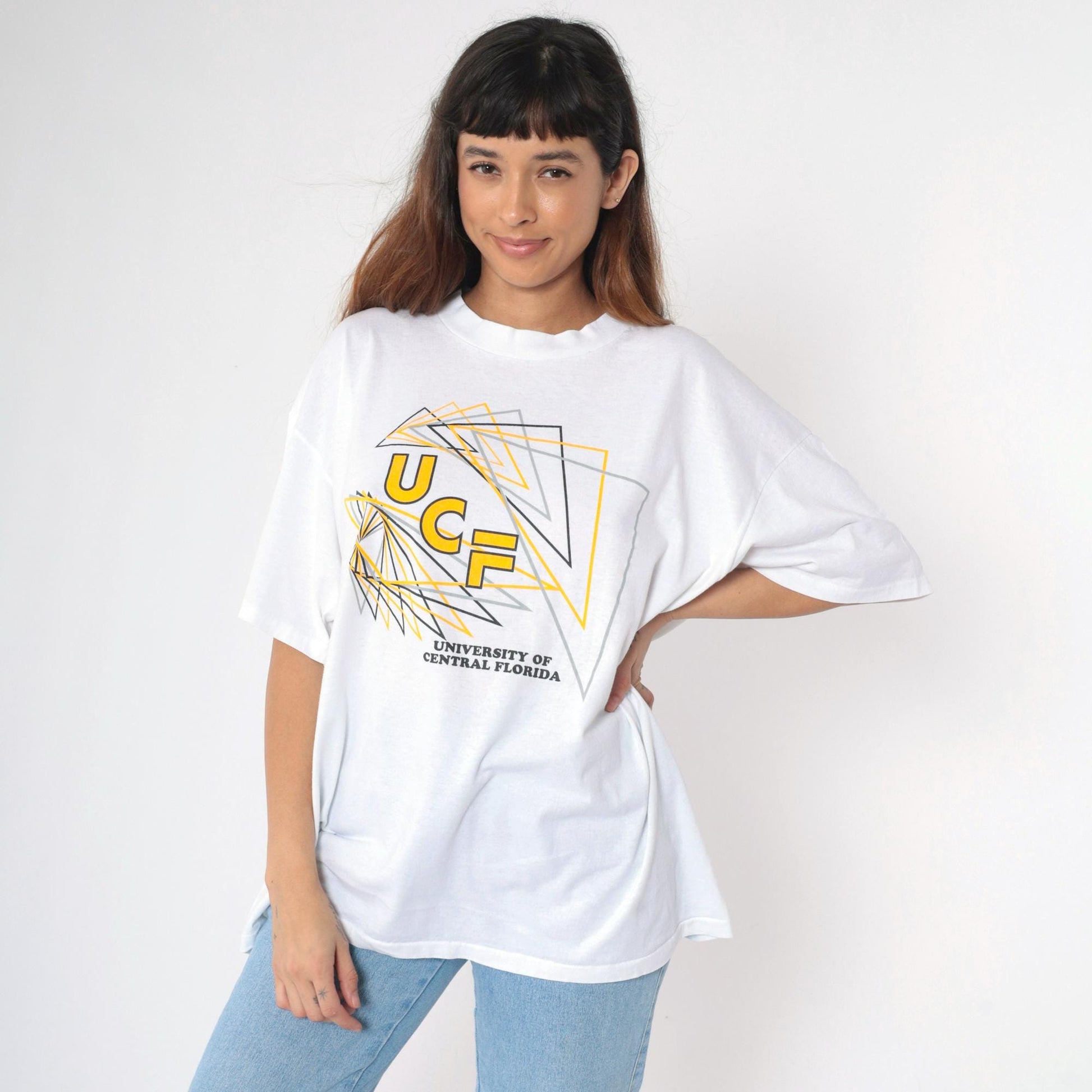 90s University of Central Florida Graphic T-Shirt White Cotton XXL
