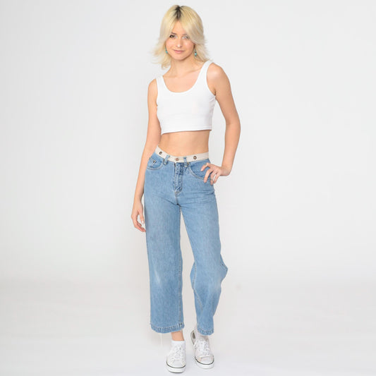 90s GX Gwen Stefani High Rise Straight Leg Jeans Blue Eyelet Youth 12