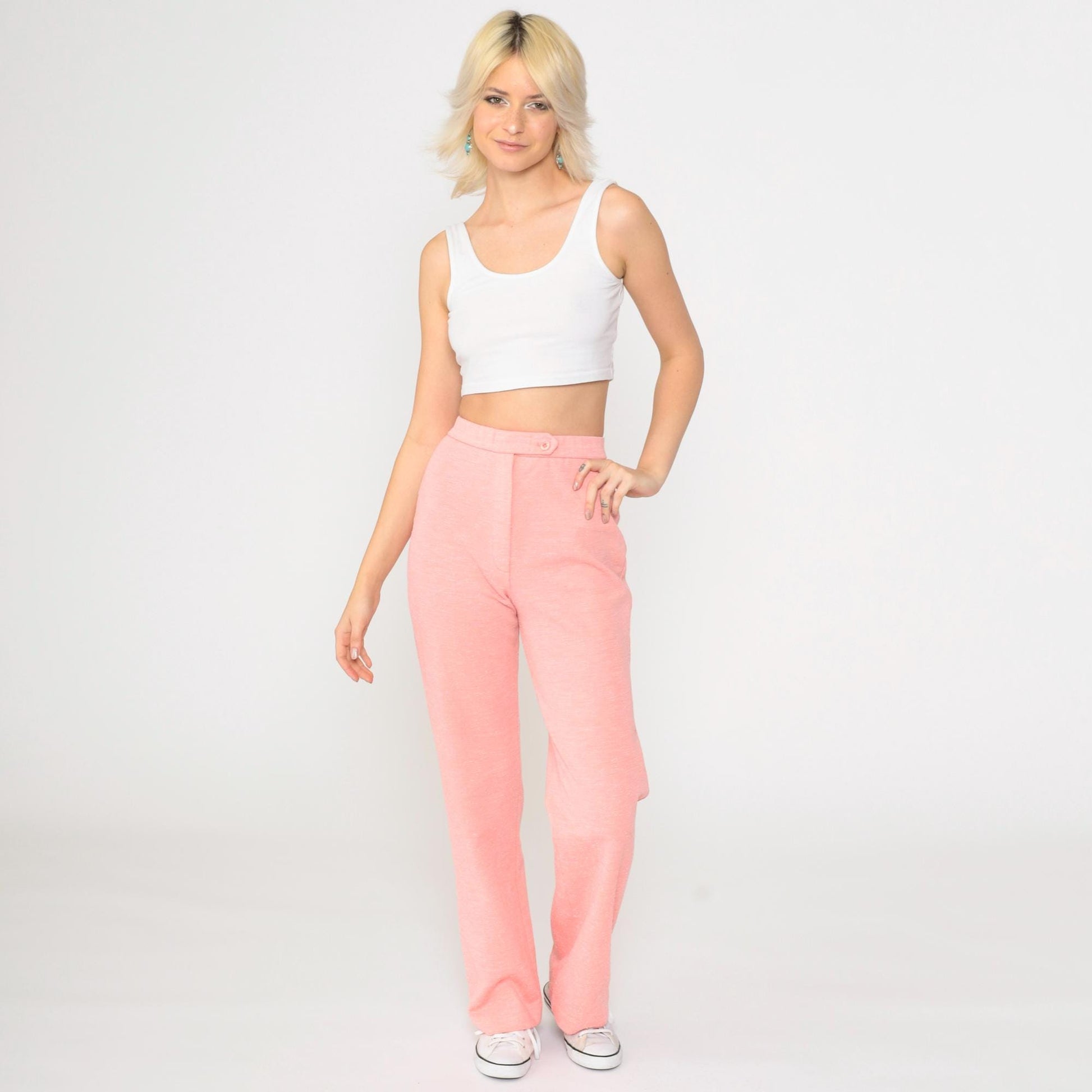 70s Center Stage Pink High-Rise Straight Leg Trousers Extra Small