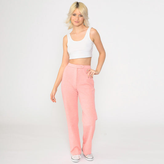 70s Center Stage Pink High-Rise Straight Leg Trousers Extra Small
