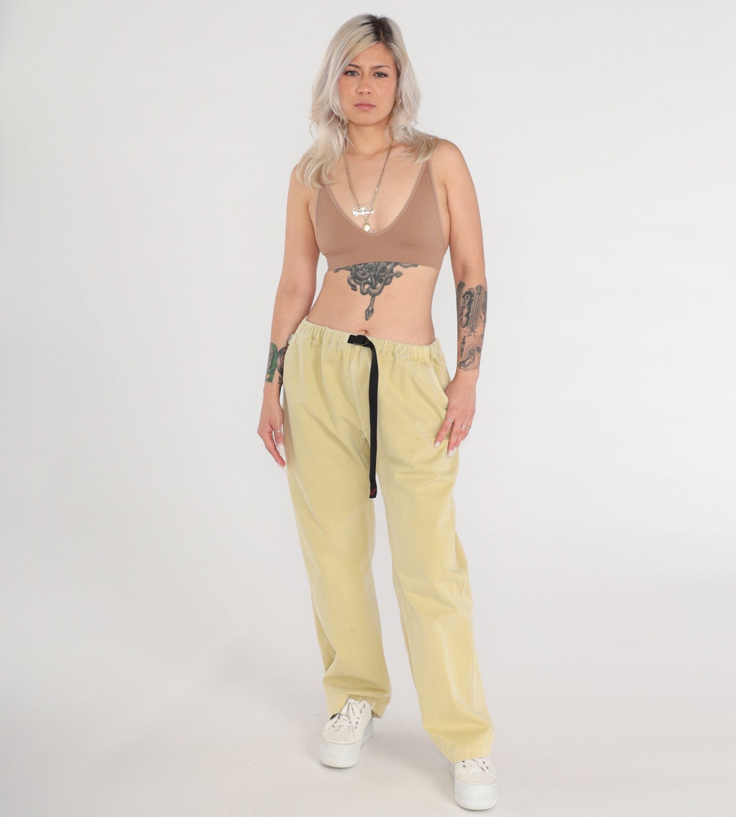 90s Gramicci Yellow Drawstring Pants Cotton Climbing Wear Extra Large