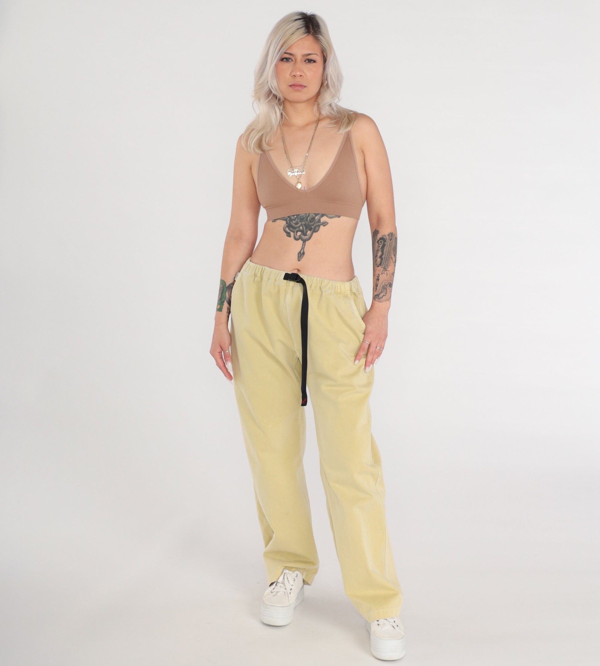 90s Gramicci Yellow Drawstring Pants Cotton Climbing Wear Extra Large