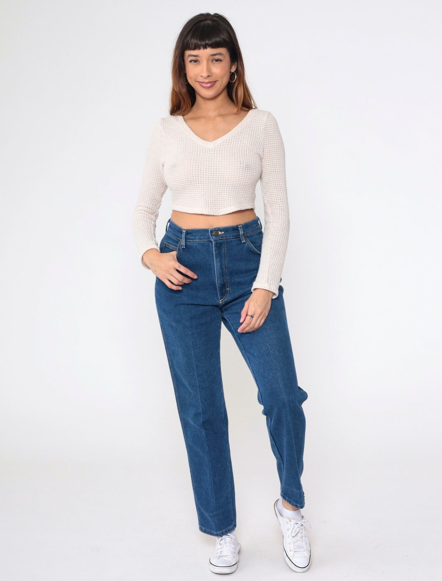 80s Lee High Waisted Straight Leg Jeans Dark Blue Denim Medium 10
