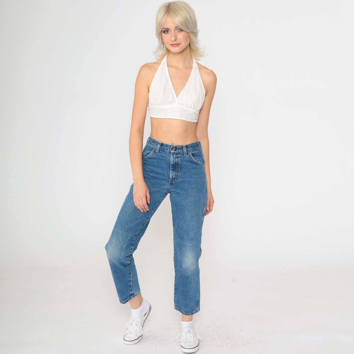 90s Toughskins High Rise Straight Leg Jeans Faded Blue Ankle XS