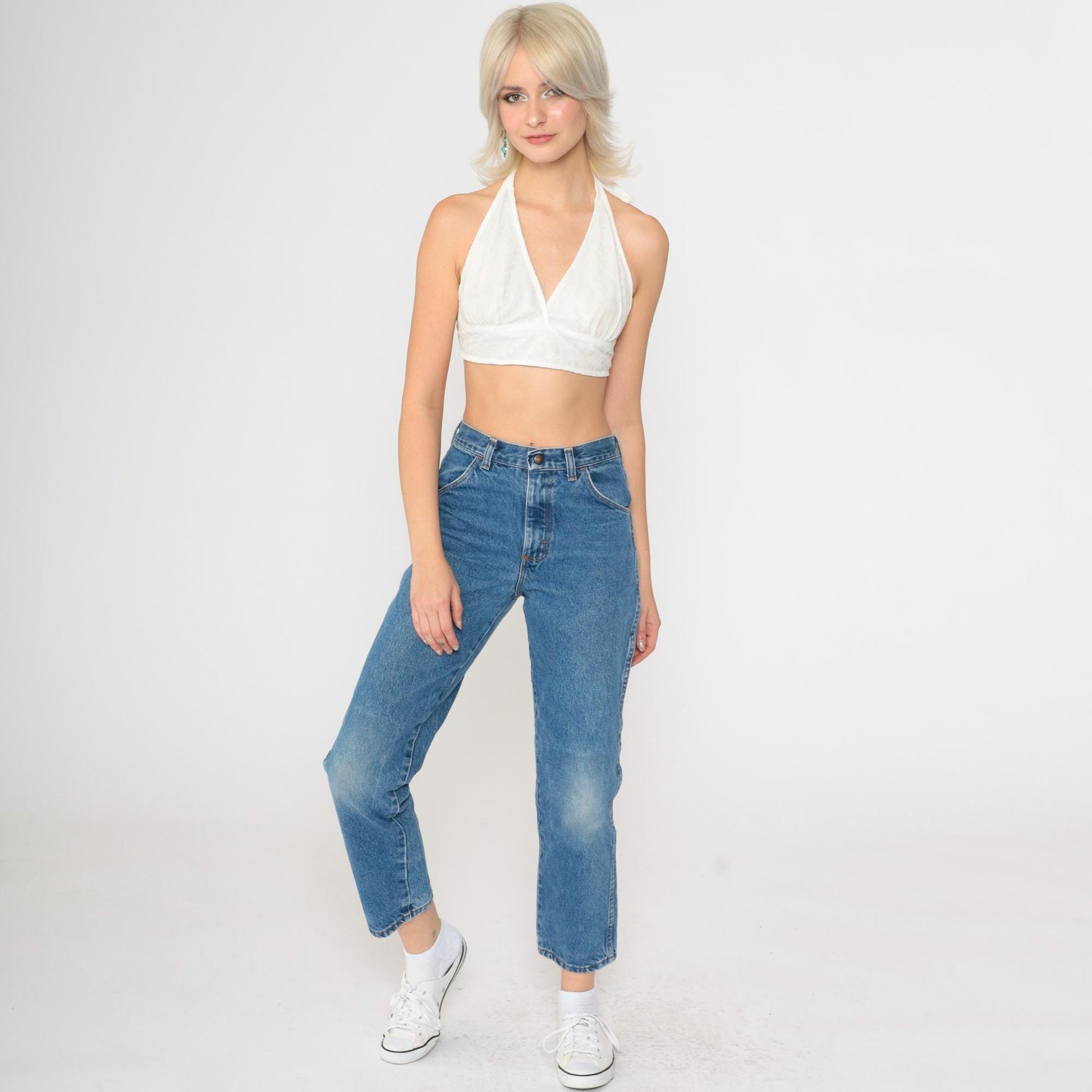 90s Toughskins High Rise Straight Leg Jeans Faded Blue Ankle XS