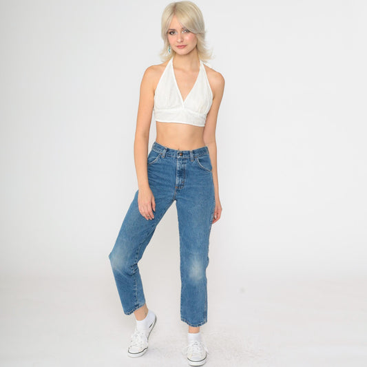 90s Toughskins High Rise Straight Leg Jeans Faded Blue Ankle XS