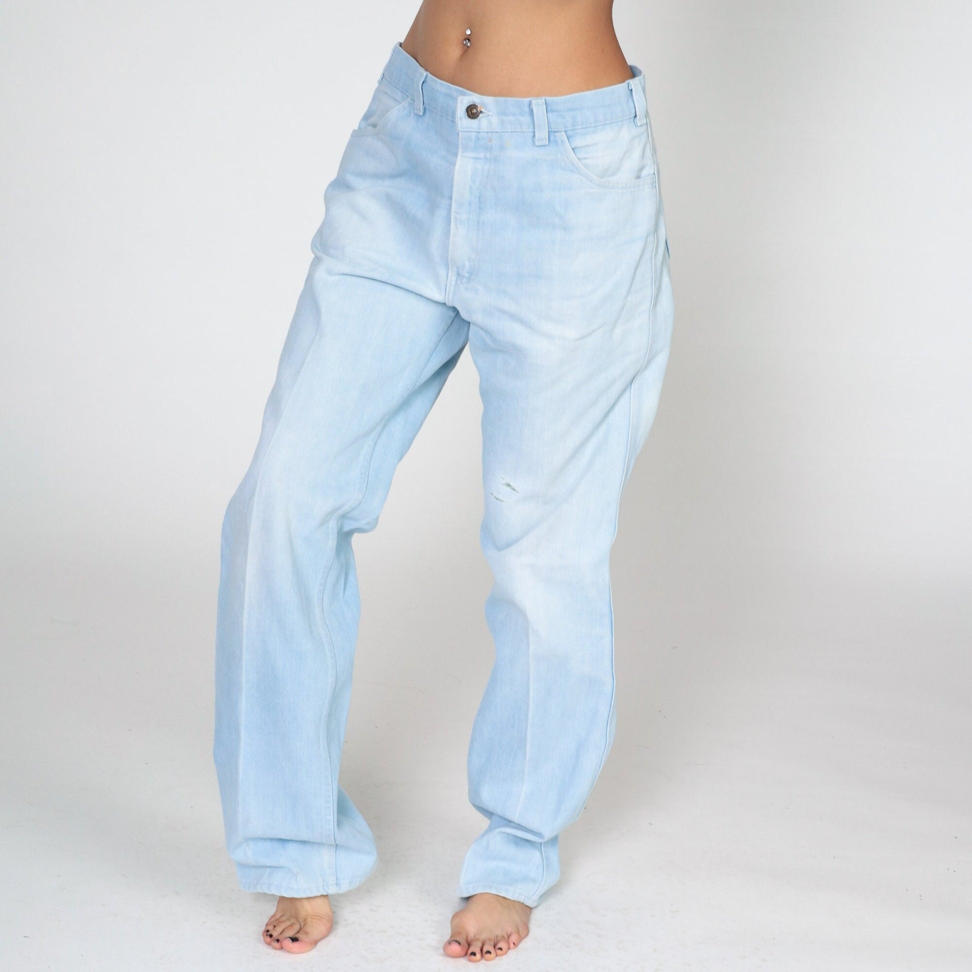 70s Levi's White Tab High Rise Straight Leg Jeans Light Wash Men's 36x34