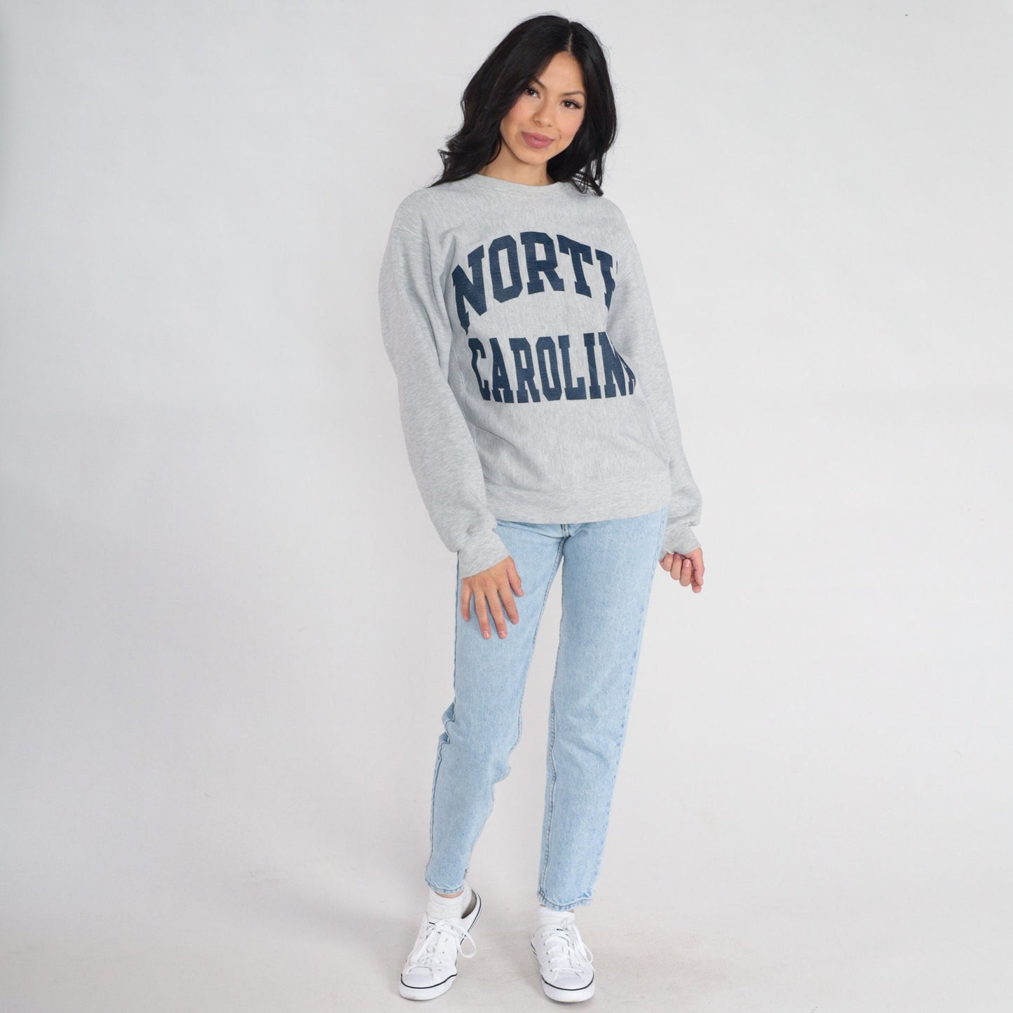 00s Champion North Carolina Crewneck Sweatshirt Grey Graphic Small S