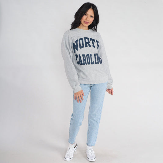 00s Champion North Carolina Crewneck Sweatshirt Grey Graphic Small S