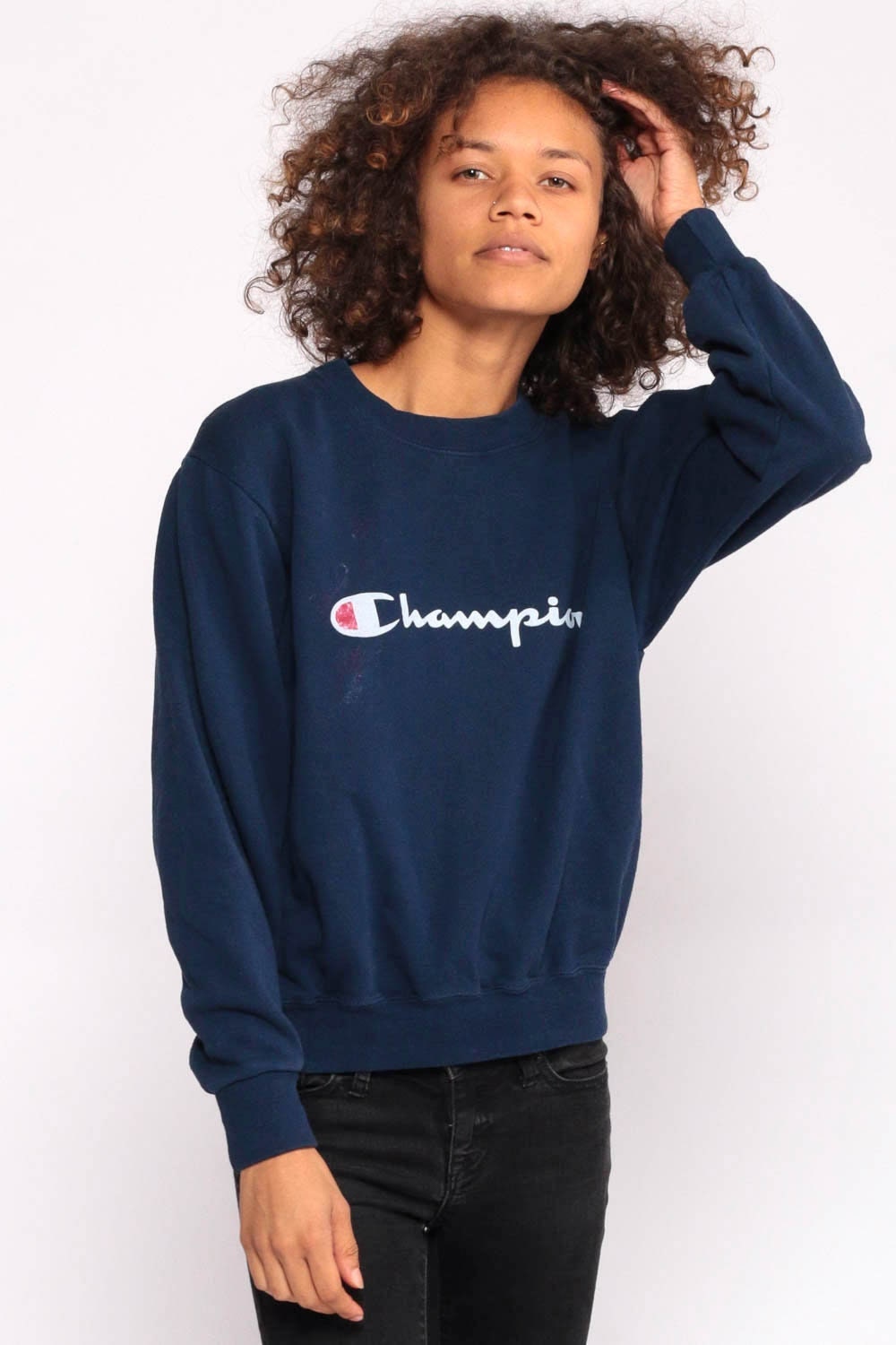 90s Champion Navy Crewneck Sweatshirt Pullover Small