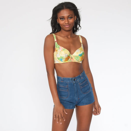 Vanity Fair 70s Floral Bra 34C Tropical Print Vintage Lingerie