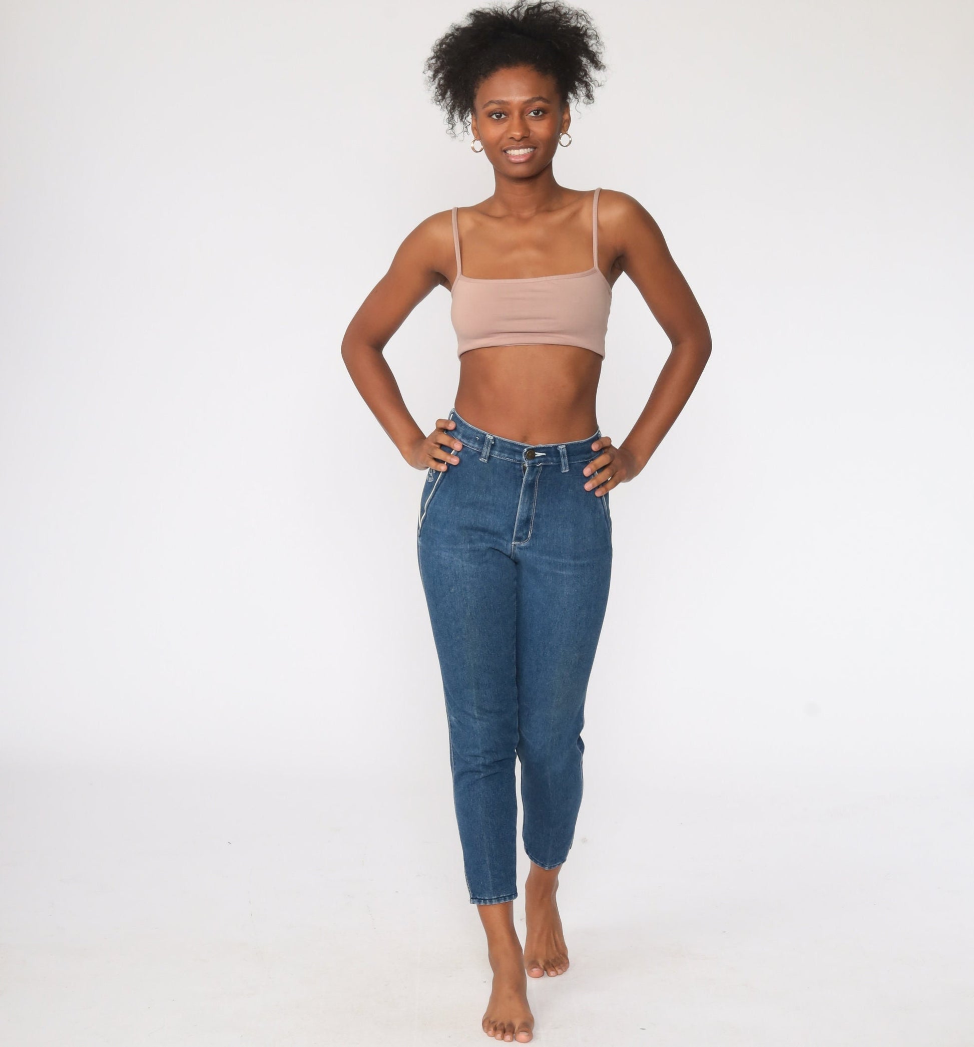 90s Jeanjer High Waist Skinny Jeans Blue Denim Small 27