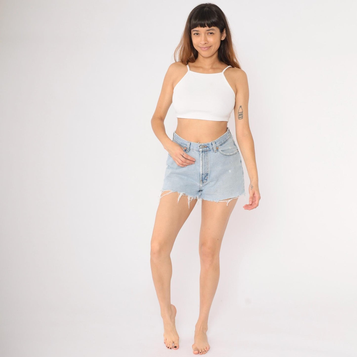 90s Gap Reverse Fit Denim Cutoff Shorts Blue Distressed High Waisted Medium