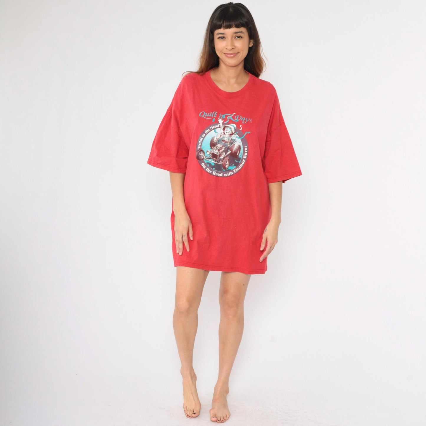 Y2K Eleanor Burns Quilt In A Day Graphic T-Shirt Dress Red Hot Rod XXL