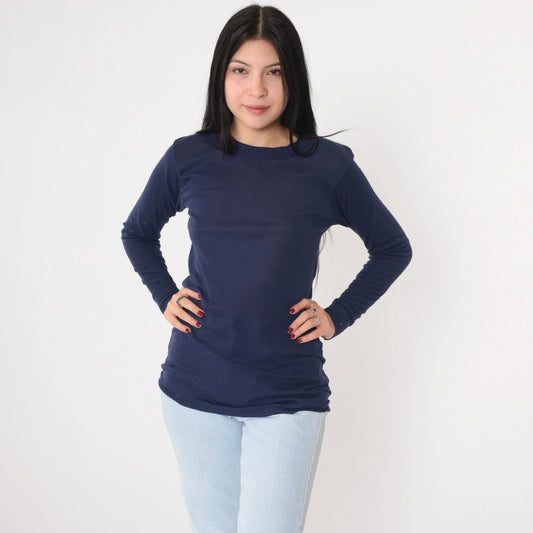 80s Navy Thermal Long Sleeve Undershirt Small Medium