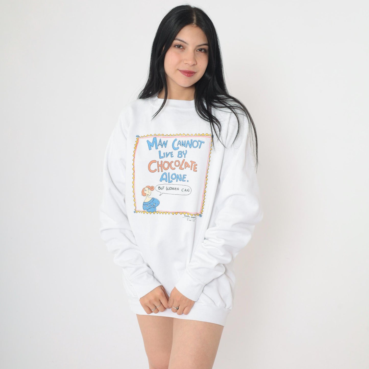 90s Shoebox Greetings Hallmark Sweatshirt Chocolate Graphic Raglan Medium Large