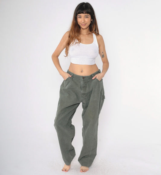 Y2K Dickies Olive Cargo Pants Hammer Loop Straight Leg Men's XL