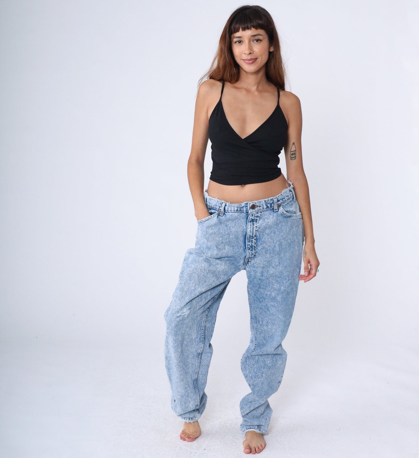 90s Levi's Acid Wash High Rise Jeans Tapered Denim Men's Large 36