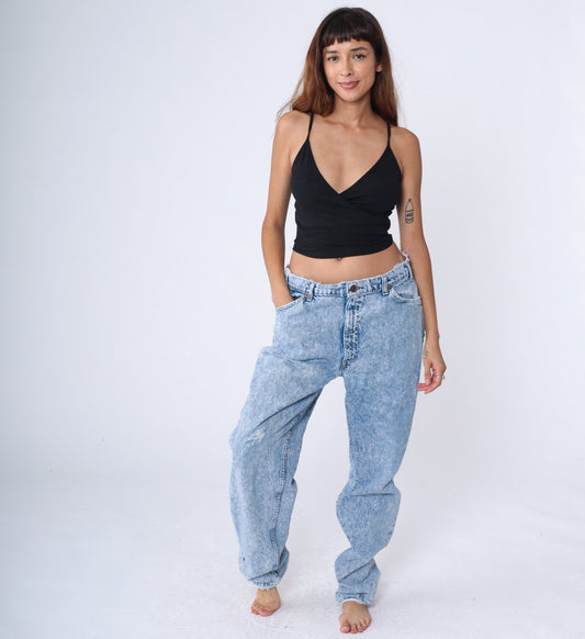 90s Levi's Acid Wash High Rise Jeans Tapered Denim Men's Large 36