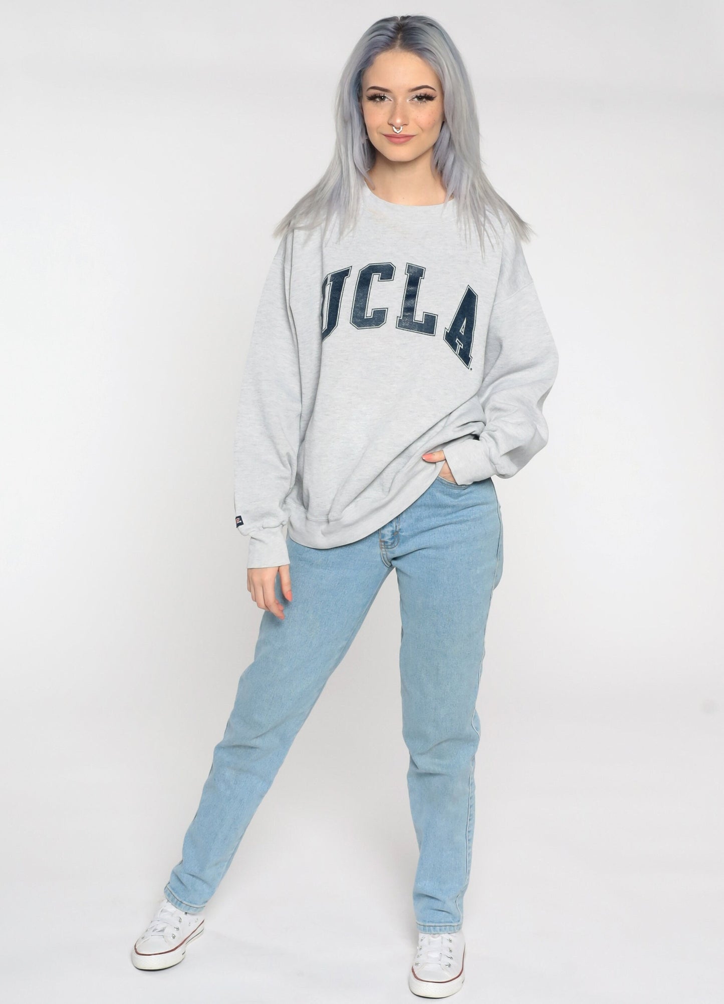 90s UCLA Los Angeles Graphic Sweatshirt Grey Jansport Crewneck Large