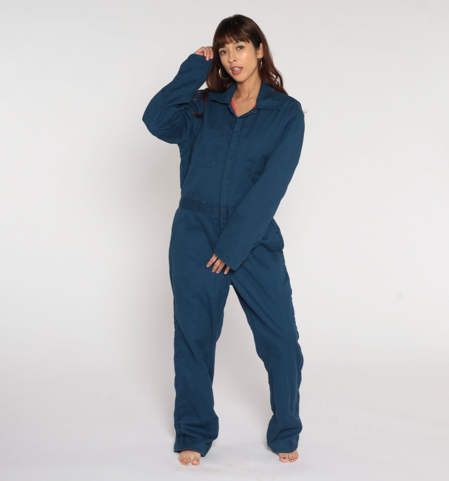90s Walls Insulated Coverall Jumpsuit Dark Blue Quilted Workwear Medium