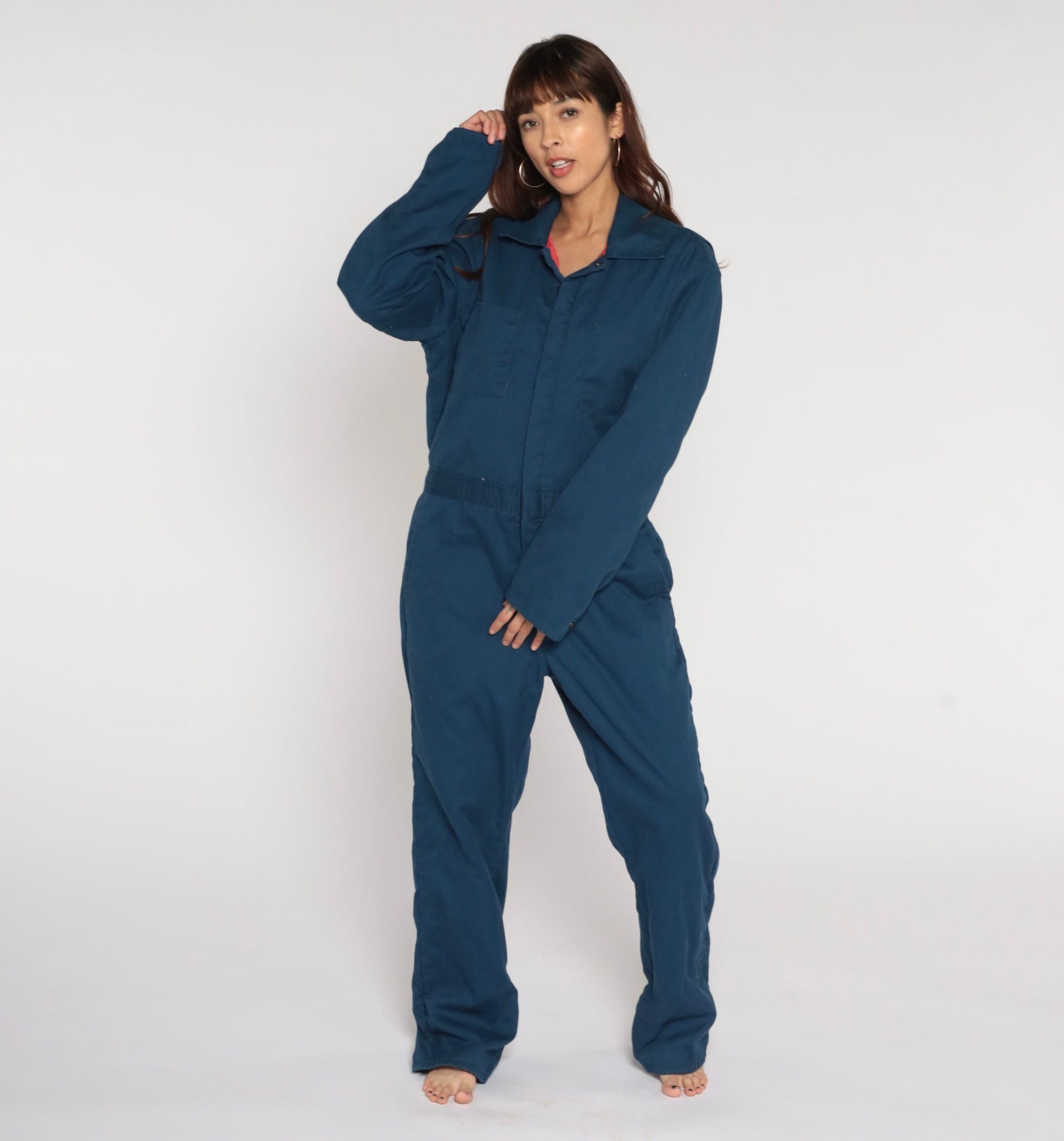 90s Walls Insulated Coverall Jumpsuit Dark Blue Quilted Workwear Medium