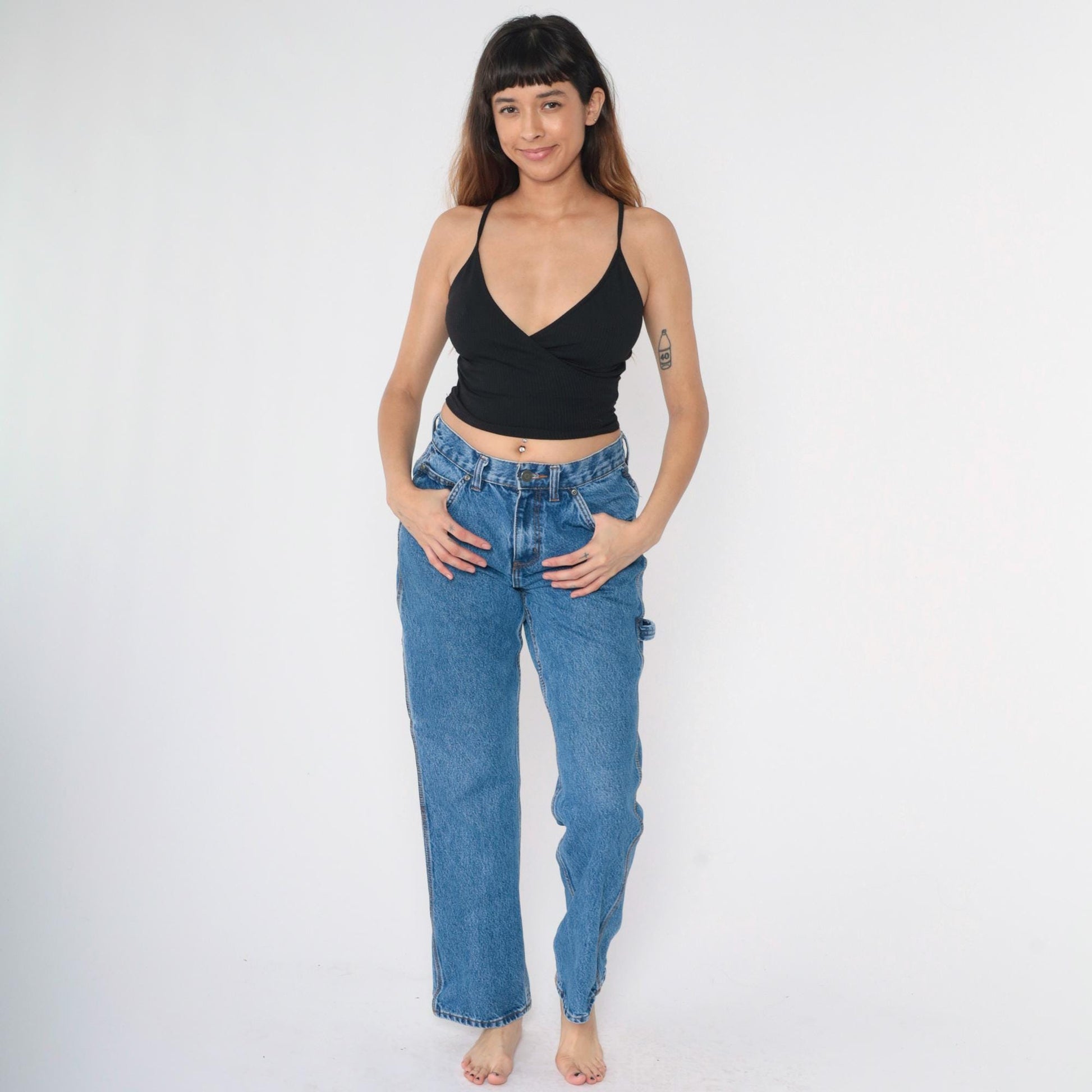 Schmidt Workwear High Rise Straight Leg Jeans Hammer Loop Light Wash 30x32