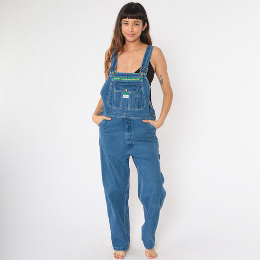 Y2K Liberty Blue Denim Bib Overalls Relaxed Baggy Workwear Men's 34x32