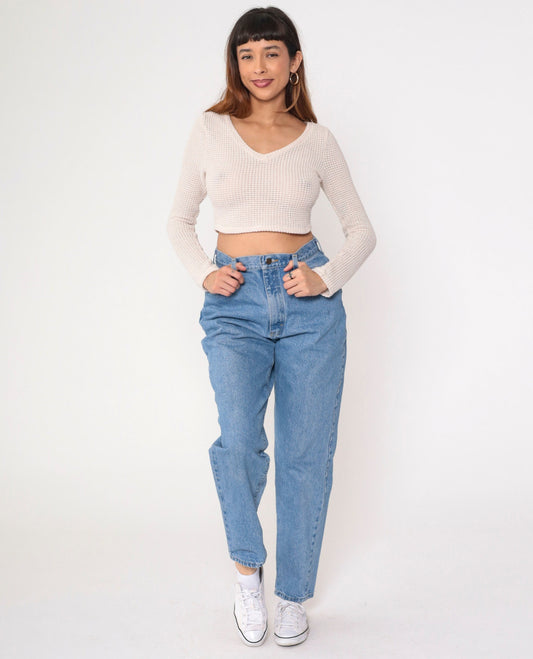 Lee High Waist Tapered Jeans 90s Blue Denim Mom Jeans Medium