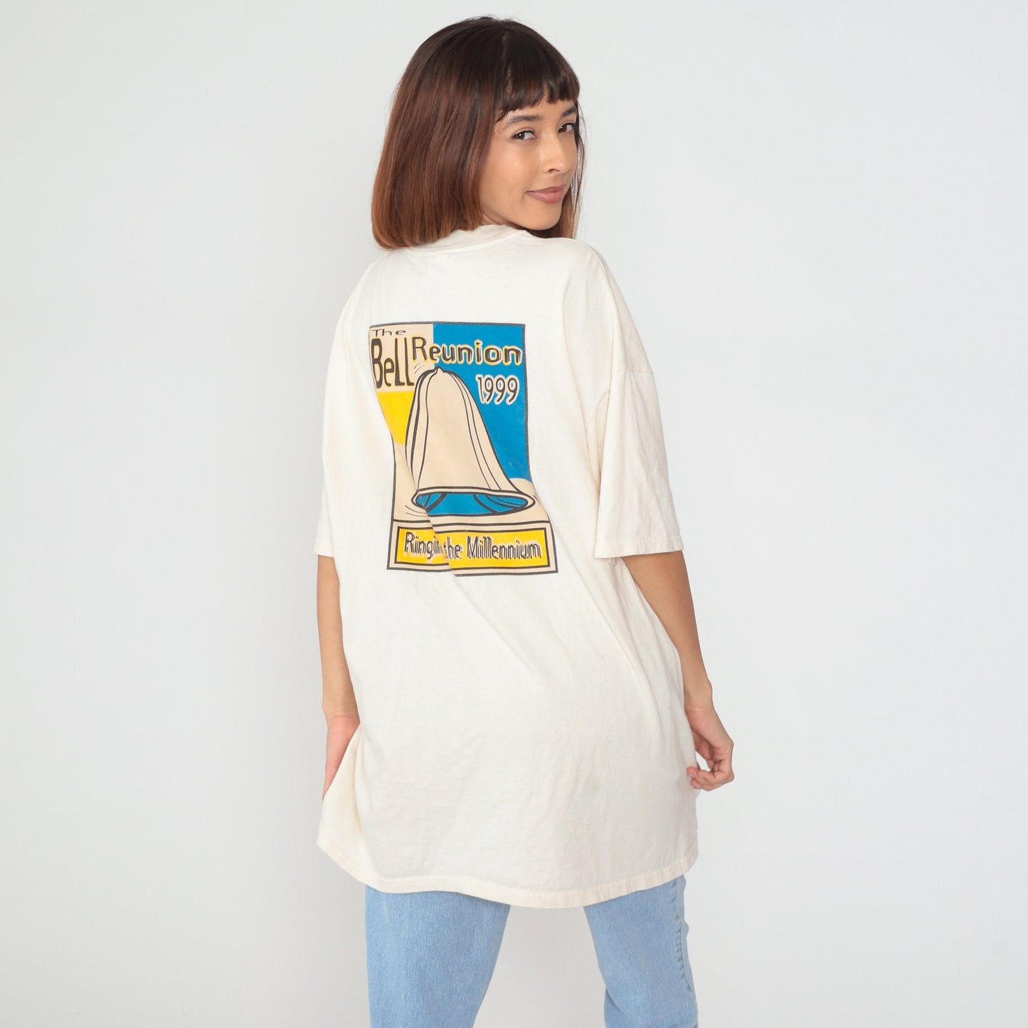 1999 Bell High School Reunion T-Shirt 90s Graphic Tee Cream XXL