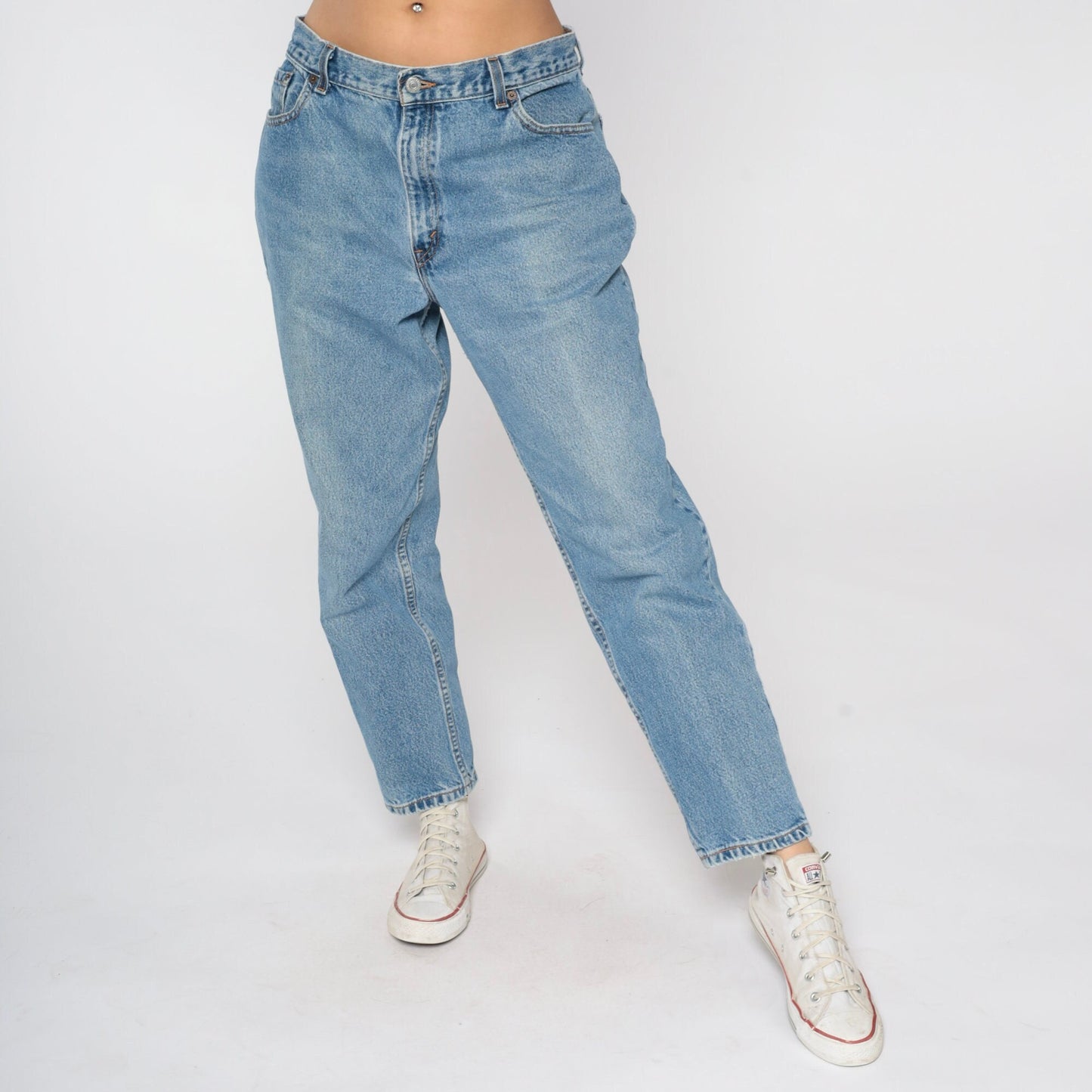 Levi's 550 High Waist Jeans 80s Blue Denim Tapered Leg Made USA 14