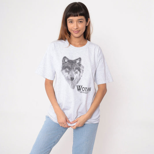 00s Wotan Wolf Park Battleground Indiana Graphic Tee Heather Grey Large