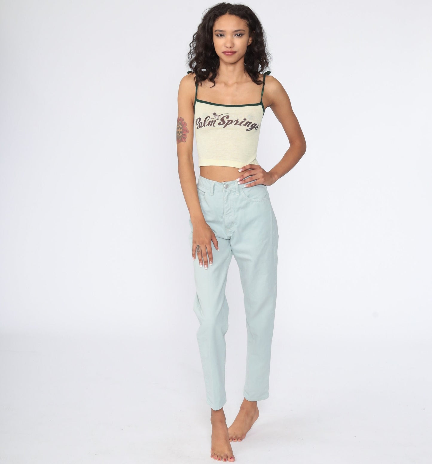 Guess Mint Green High Waist Mom Jeans 80s Denim Slim Tapered Extra Small