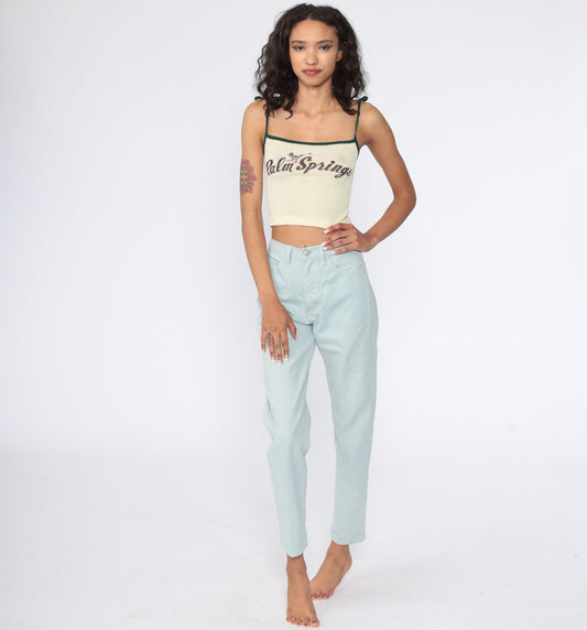 Guess Mint Green High Waist Mom Jeans 80s Denim Slim Tapered Extra Small