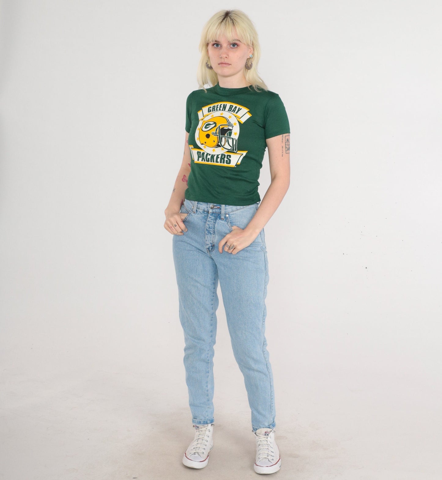 80s Green Bay Packers NFL Graphic T-Shirt New Old Stock Green Extra Small