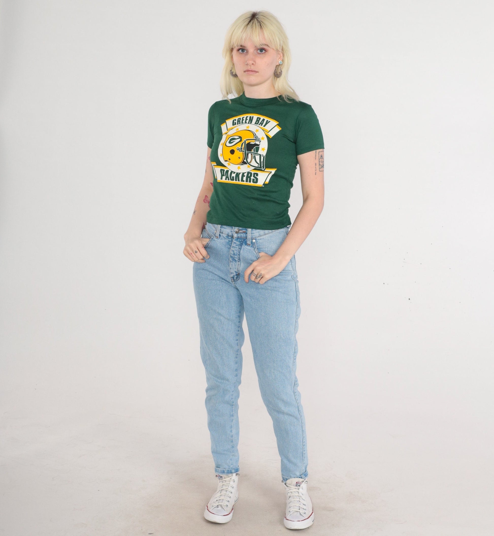 80s Green Bay Packers NFL Graphic T-Shirt New Old Stock Green Extra Small