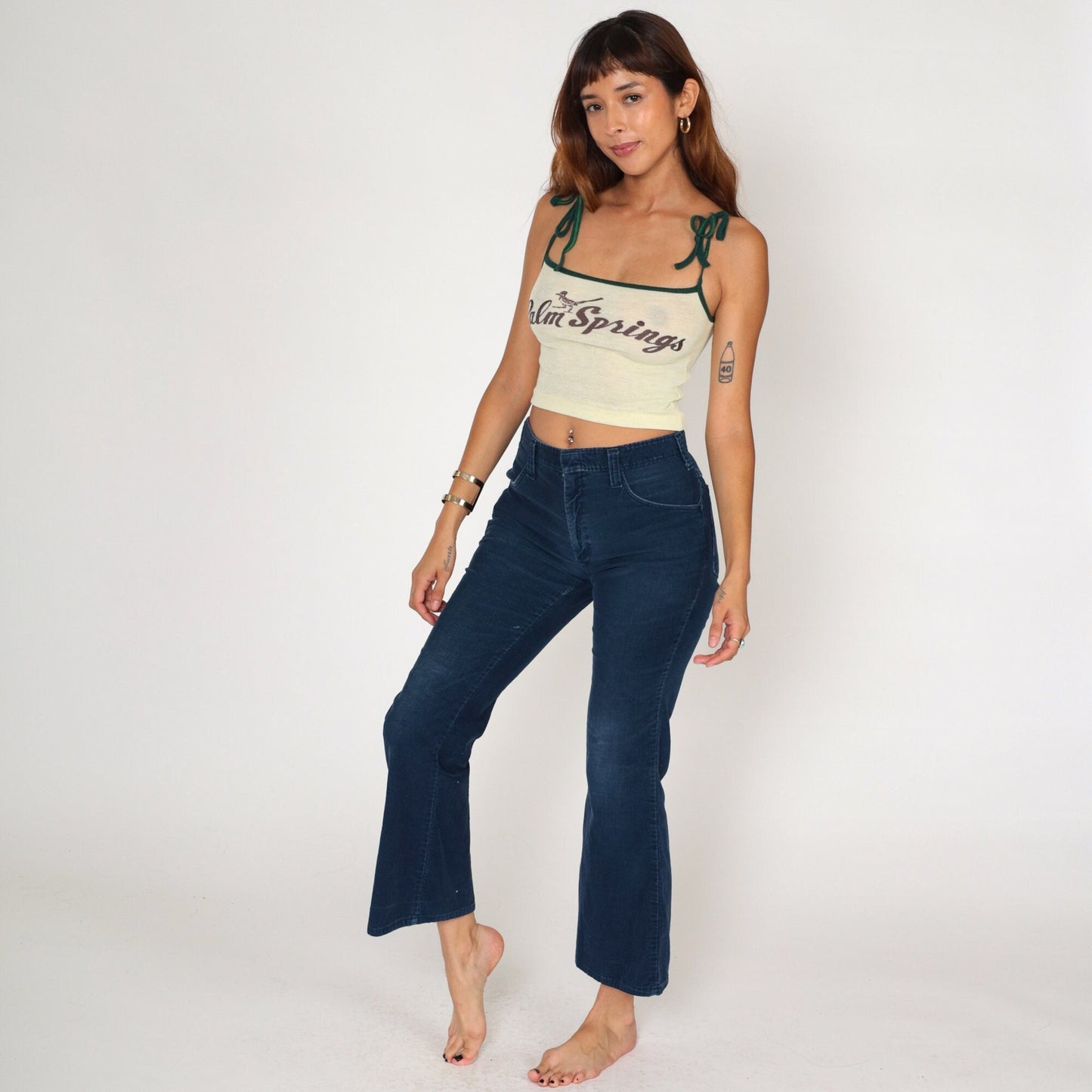 90s Dickies Navy Corduroy Bell Bottom Pants Mid Rise Small