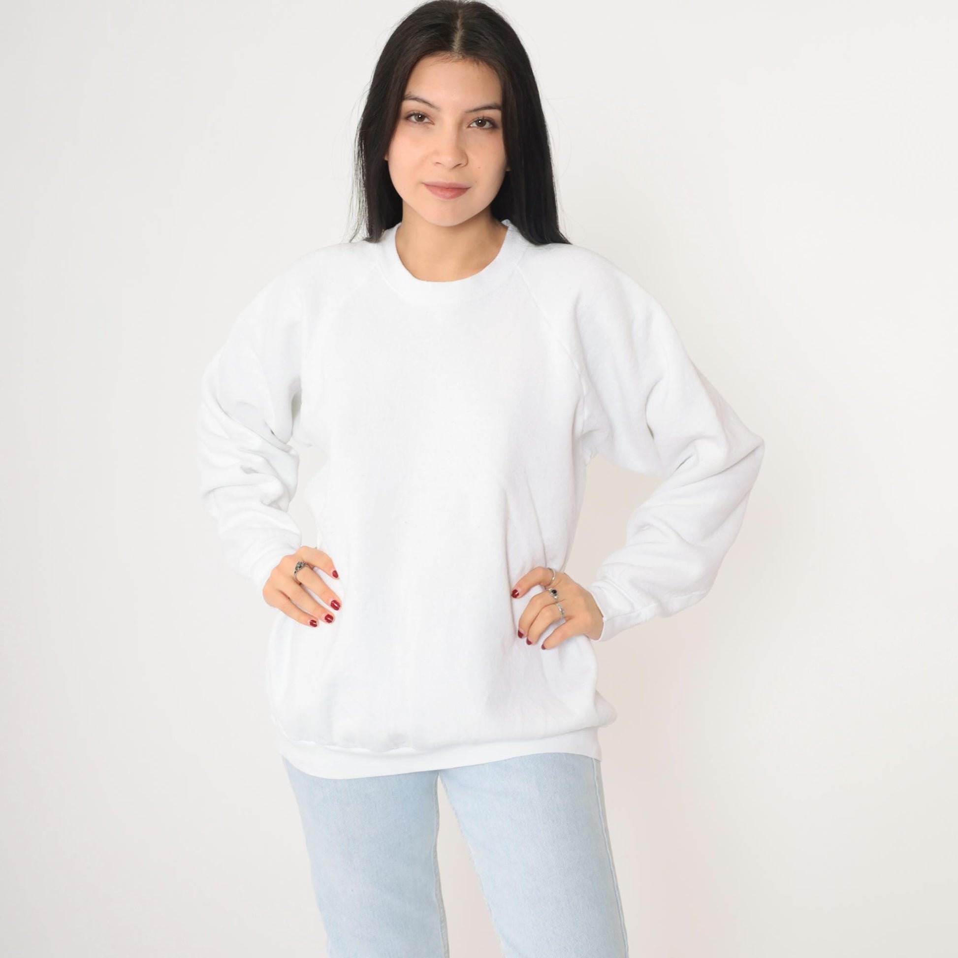 90s Fruit of the Loom White Raglan Sweatshirt Crewneck Pullover Extra Large XL