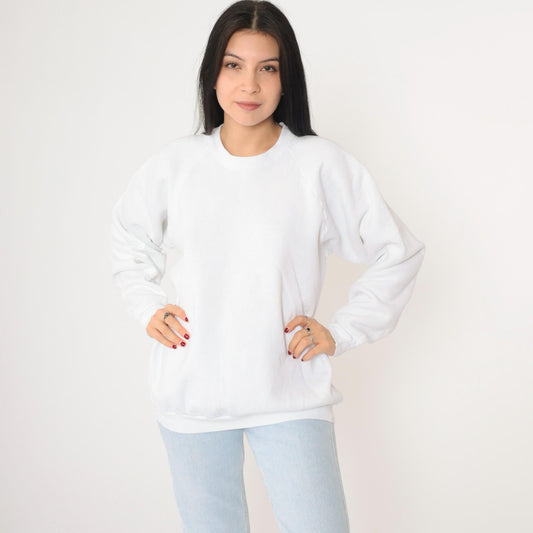 90s Fruit of the Loom White Raglan Sweatshirt Crewneck Pullover Extra Large XL