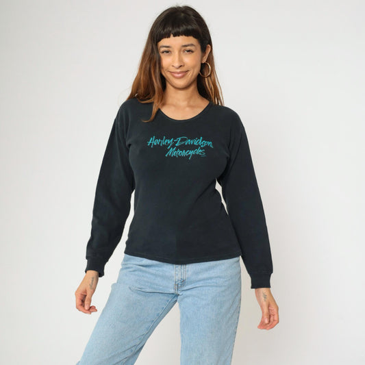 Y2K Harley Davidson Centennial Park Long Sleeve Tee Black Medium M