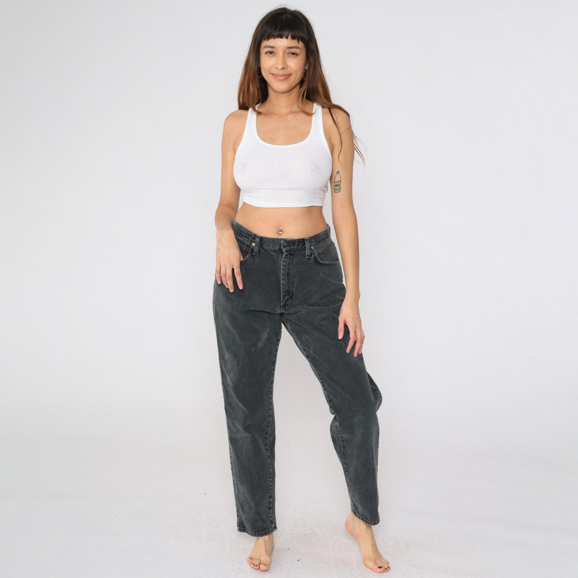 90s Wrangler Black Denim Jeans High Rise Tapered Leg Women's 12