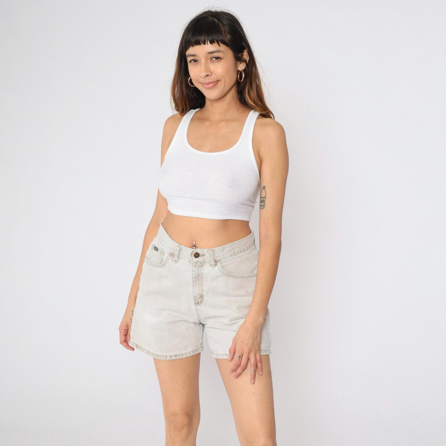 90s Lee Riders High-Waisted Denim Shorts Beige Jean Medium