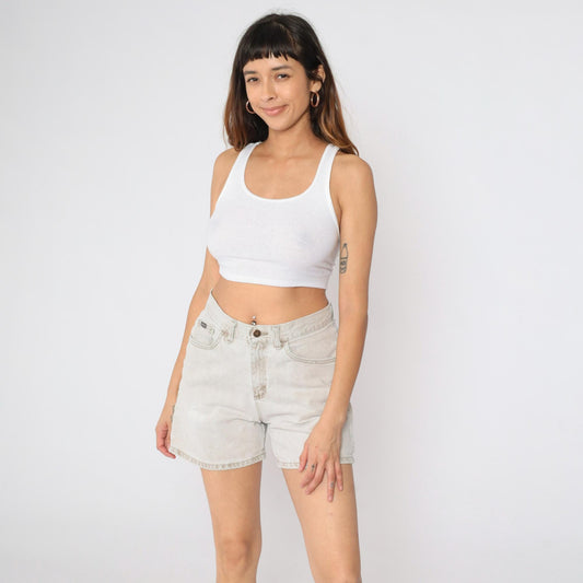 90s Lee Riders High-Waisted Denim Shorts Beige Jean Medium